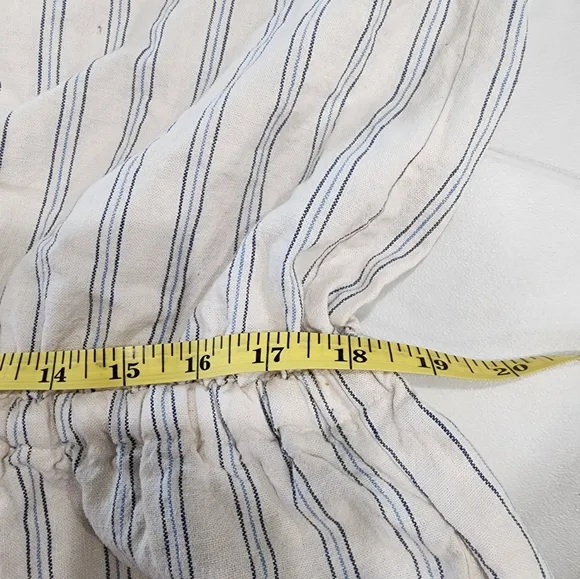 [ Albion] womens size M, striped linen romper with cinch waist/ tie