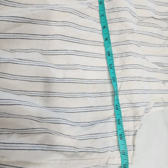 [ Albion] womens size M, striped linen romper with cinch waist/ tie