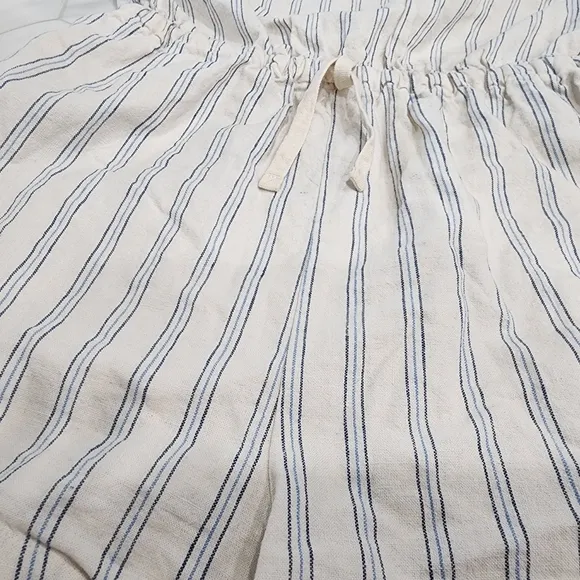 [ Albion] womens size M, striped linen romper with cinch waist/ tie