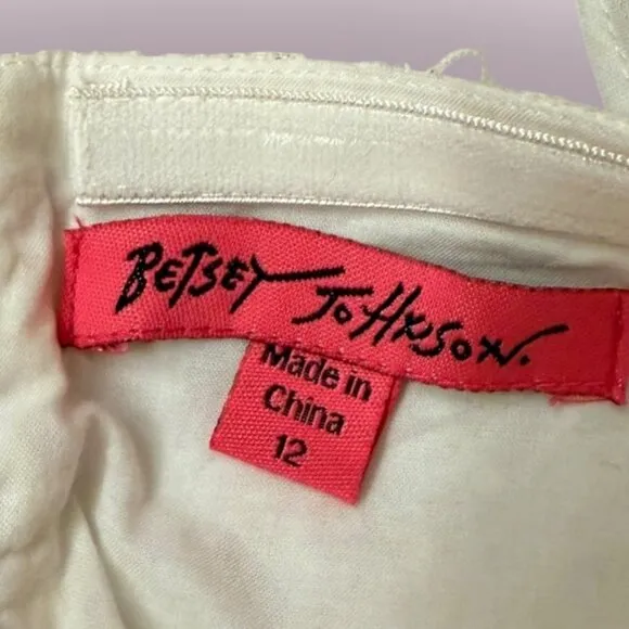 🤍 BETSEY JOHNSON White Eyelet Cotton Halter Dress | Size 12 | Retro Style 🤍