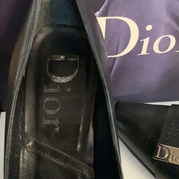 👠 Christian Dior Black Leather Dior Pointed Toe D'Orsay High Heel Shoes 38 1/2D