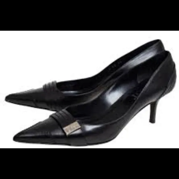 👠 Christian Dior Black Leather Dior Pointed Toe D'Orsay High Heel Shoes 38 1/2D