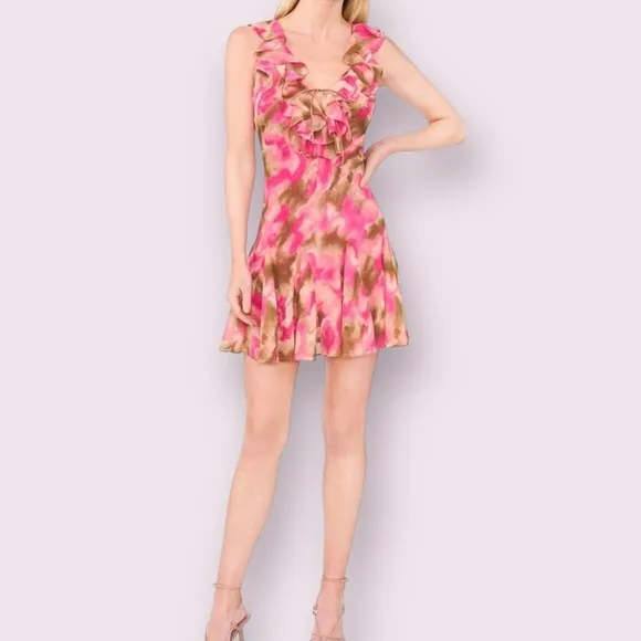 💕 PARKER The Maya Minidress | Size 12 | Pink &amp; Brown Tie-Dye 💕