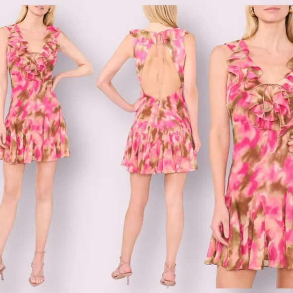 💕 PARKER The Maya Minidress | Size 12 | Pink &amp; Brown Tie-Dye 💕