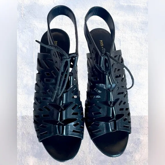 ✨ Pour La Victoire Black Yermak Sandals - Italian Leather Glam! ✨Size 9
