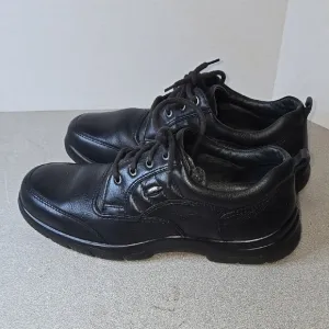 ( Sz.10) Hush Puppies Black Leather Oxfords with super GRIP SOLES... (pre-owned)