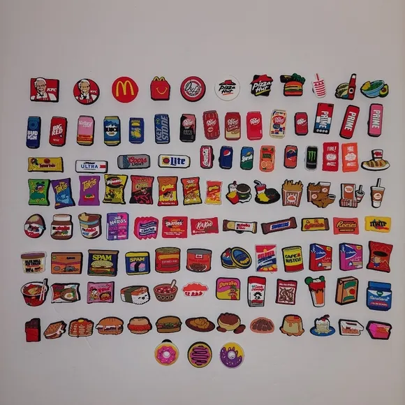 105psc Brands Food Drink Charms Croc Shoe Sandals Slippers Wristbands Bracelets