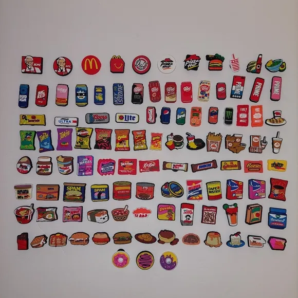 105psc Brands Food Drink Charms Croc Shoe Sandals Slippers Wristbands Bracelets