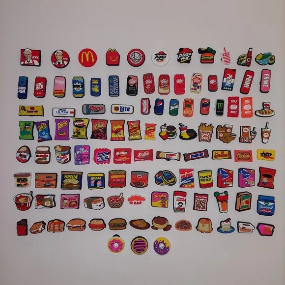105psc Brands Food Drink Charms Croc Shoe Sandals Slippers Wristbands Bracelets