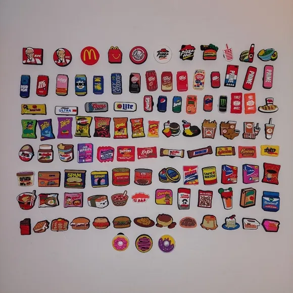 105psc Brands Food Drink Charms Croc Shoe Sandals Slippers Wristbands Bracelets