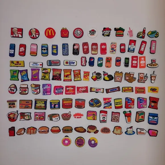 105psc Brands Food Drink Charms Croc Shoe Sandals Slippers Wristbands Bracelets