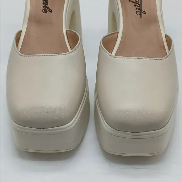 $168 NIB Free People Gwen Mary Jane Platform Pumps Women's 9.5 Chunky Heel Shoes
