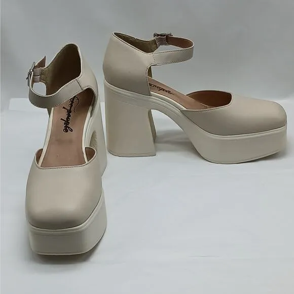 $168 NIB Free People Gwen Mary Jane Platform Pumps Women's 9.5 Chunky Heel Shoes