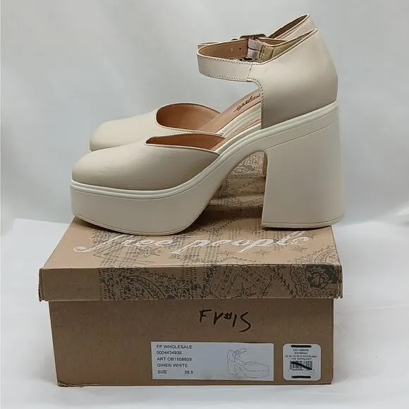 $168 NIB Free People Gwen Mary Jane Platform Pumps Women's 9.5 Chunky Heel Shoes