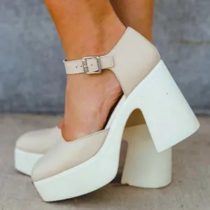 $168 NIB Free People Gwen Mary Jane Platform Pumps Women's 9.5 Chunky Heel Shoes