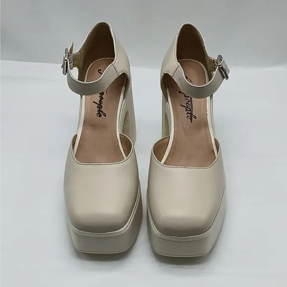 $168 NIB Free People Gwen Mary Jane Platform Pumps Women's 9.5 Chunky Heel Shoes