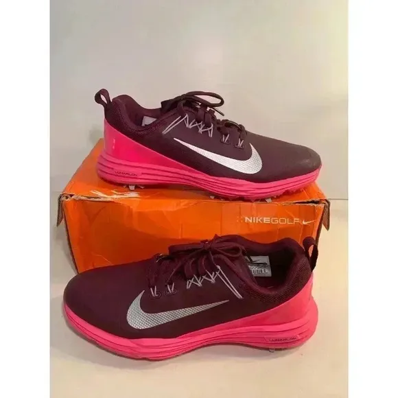 .1689 Nike Lunar Command 2 Golf Shoes 2017 Bordeaux/Metallic Silver Pink 8 Women