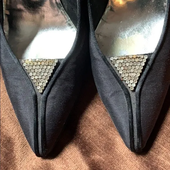 🌞1980s Vintage YSL Rhinestone &amp; Satin Pumps!