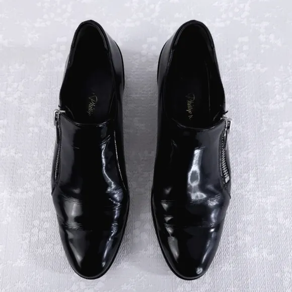 3.1 Phillip Lim Black Leather Chunky Heeled Oxford Booties