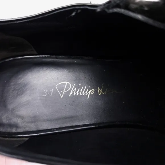 3.1 Phillip Lim Black Leather Chunky Heeled Oxford Booties