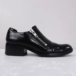 3.1 Phillip Lim Black Leather Chunky Heeled Oxford Booties