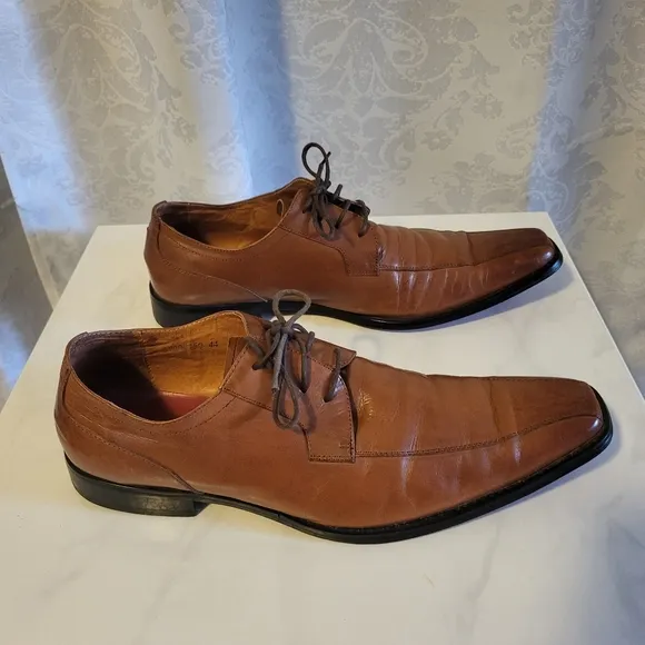 4 YOU Men's Oxford Lace Up Dress Shoes, Size 44/ US 11, Brown Cognac