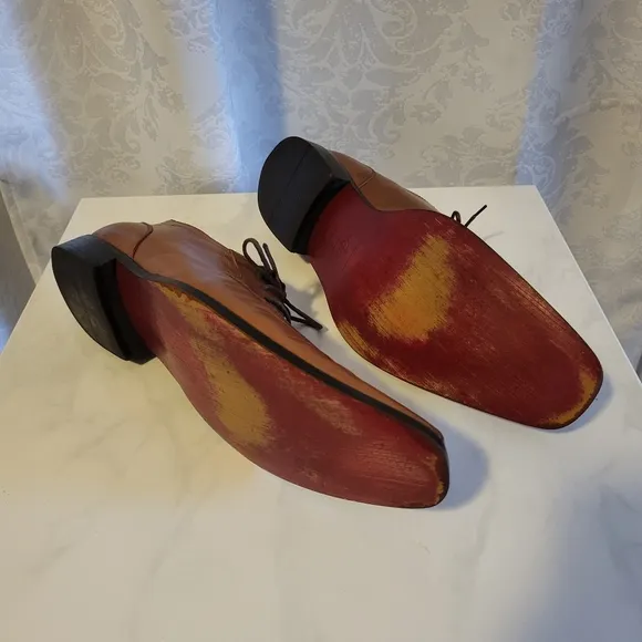 4 YOU Men's Oxford Lace Up Dress Shoes, Size 44/ US 11, Brown Cognac