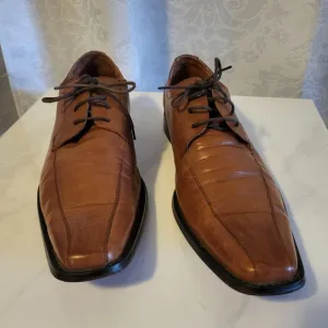 4 YOU Men's Oxford Lace Up Dress Shoes, Size 44/ US 11, Brown Cognac