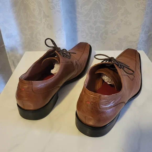 4 YOU Men's Oxford Lace Up Dress Shoes, Size 44/ US 11, Brown Cognac
