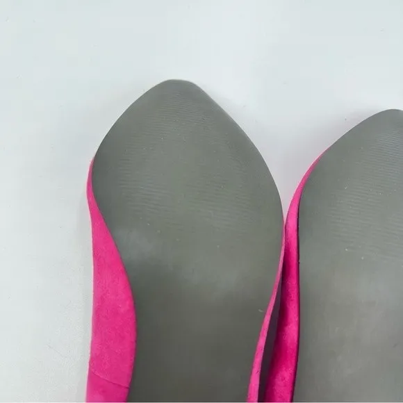 6W 6 WIDE David Tate Womens Hot Pink Fuchsia Suede Leather Point Toe Block Heels