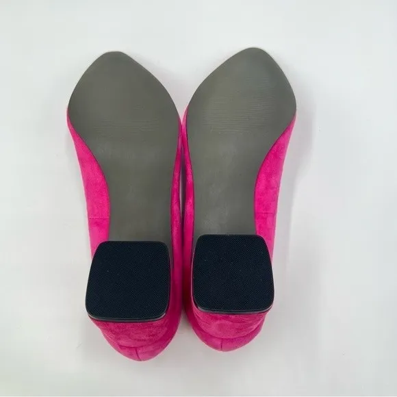 6W 6 WIDE David Tate Womens Hot Pink Fuchsia Suede Leather Point Toe Block Heels