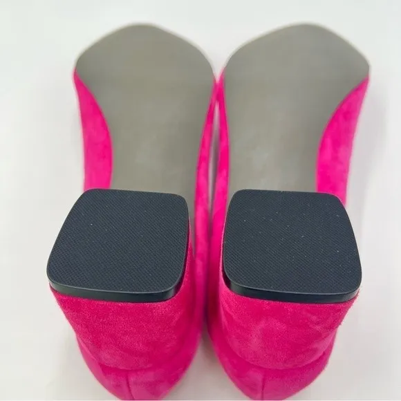 6W 6 WIDE David Tate Womens Hot Pink Fuchsia Suede Leather Point Toe Block Heels