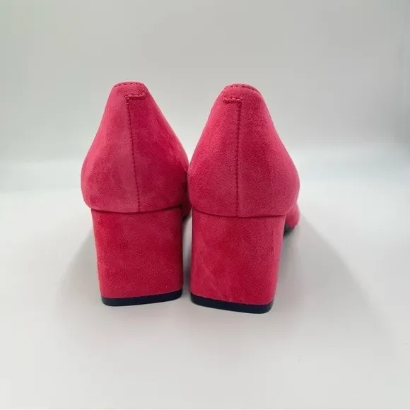 6W 6 WIDE David Tate Womens Hot Pink Fuchsia Suede Leather Point Toe Block Heels