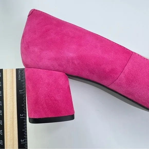 6W 6 WIDE David Tate Womens Hot Pink Fuchsia Suede Leather Point Toe Block Heels