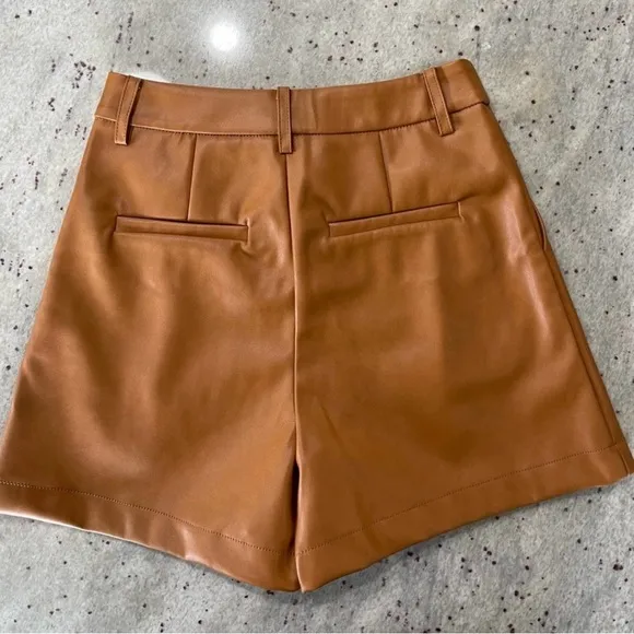 7 For All Mankind Pleated High Rise Faux Leather Shorts! X-Small summer party