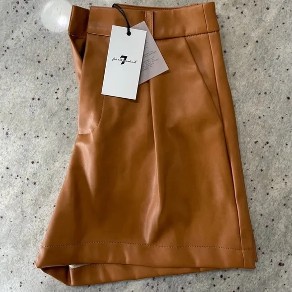 7 For All Mankind Pleated High Rise Faux Leather Shorts! X-Small summer party