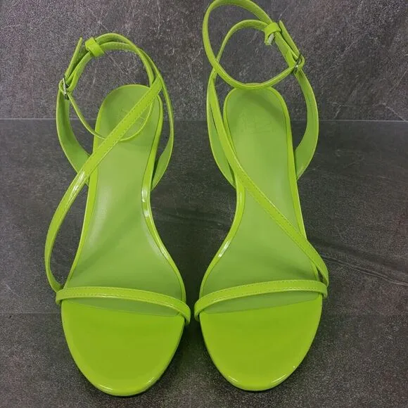 Aaj by Aminah Sandals Womens 7 M Neon Green Zayn Leather Evening Heels Shoes