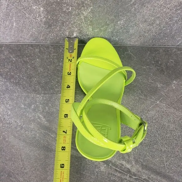 Aaj by Aminah Sandals Womens 7 M Neon Green Zayn Leather Evening Heels Shoes