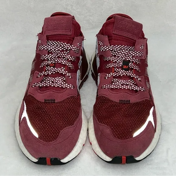 Adidas 3M Nite Jogger Core Burgundy Red Reflective Running Shoes Men 7 Women 8.5