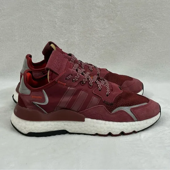 Adidas 3M Nite Jogger Core Burgundy Red Reflective Running Shoes Men 7 Women 8.5