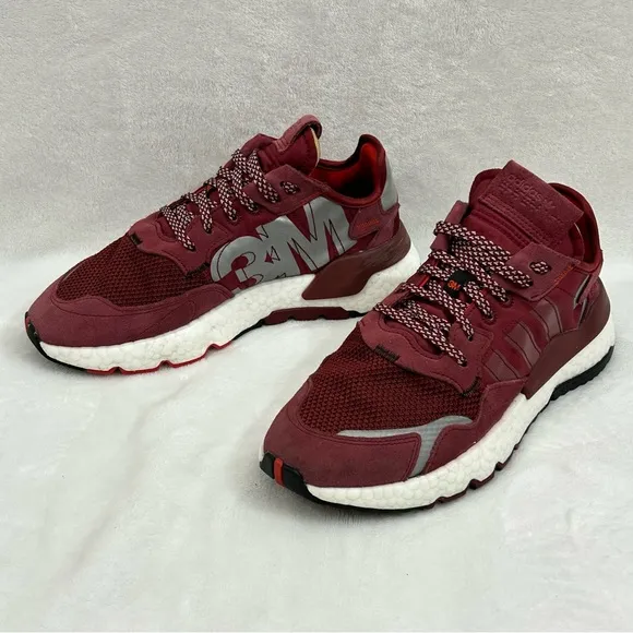 Adidas 3M Nite Jogger Core Burgundy Red Reflective Running Shoes Men 7 Women 8.5