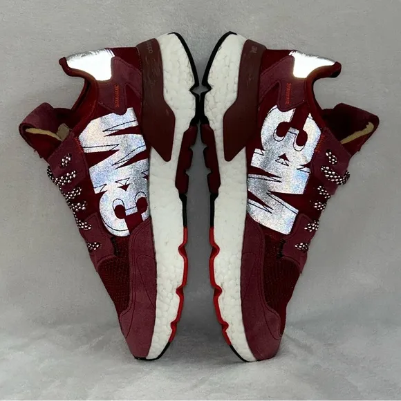 Adidas 3M Nite Jogger Core Burgundy Red Reflective Running Shoes Men 7 Women 8.5