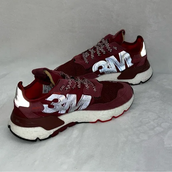 Adidas 3M Nite Jogger Core Burgundy Red Reflective Running Shoes Men 7 Women 8.5