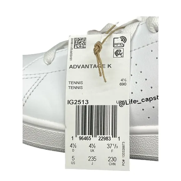 Adidas 5Y Tennis Advantage Lifestyle Court‎ Lace Shoes ig2513 White Kids Unisex
