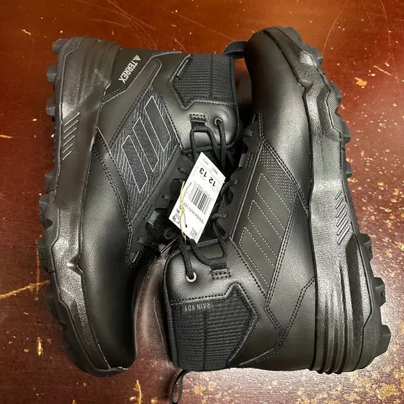 Adidas Mens Black Terrex Unity Leather Mid GZ3325 Rain Ready Hiking Shoes Sz 13