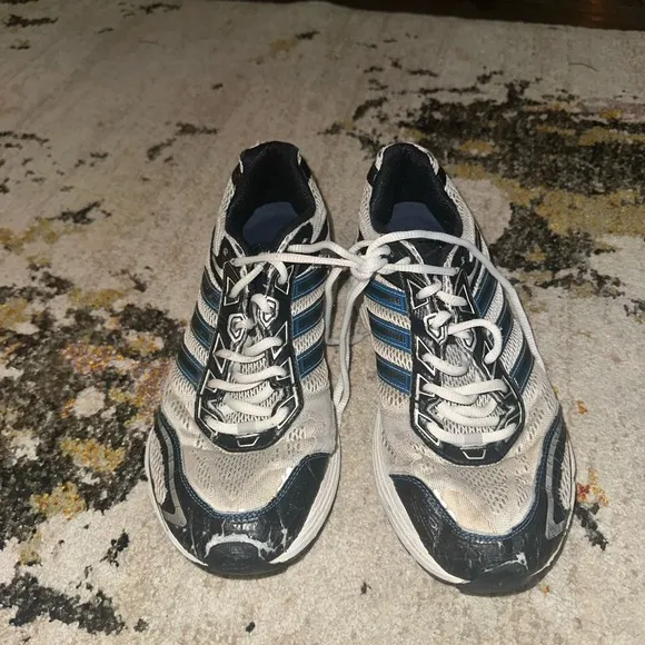 Adidas Men's White and Blue Running Shoes