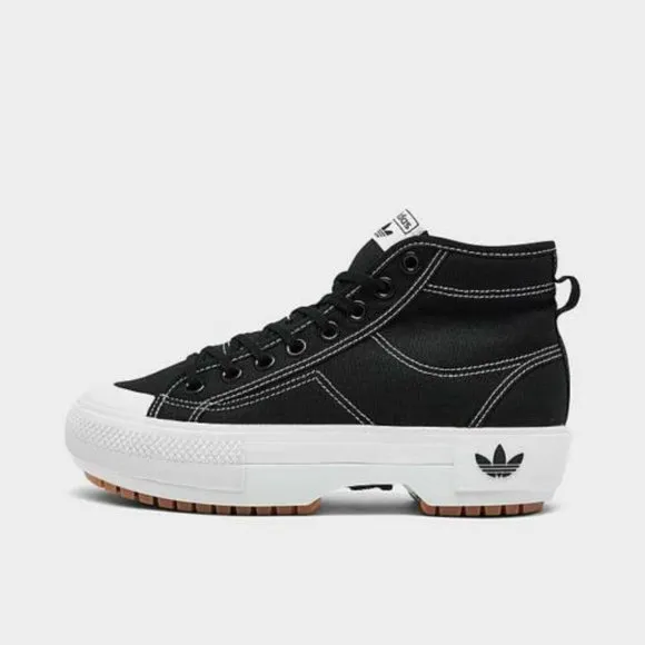 Adidas Originals Nizza Trek Hi Womens Casual Shoes Black White GZ8857 NEW Sz 8.5