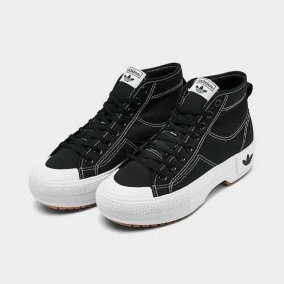 Adidas Originals Nizza Trek Hi Womens Casual Shoes Black White GZ8857 NEW Sz 8.5