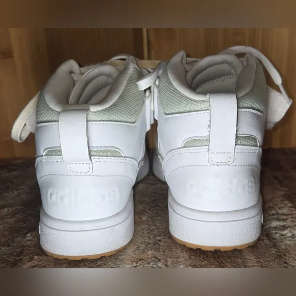 Adidas Postmove Mid White Green Basketball High Top Shoes in sz 10
