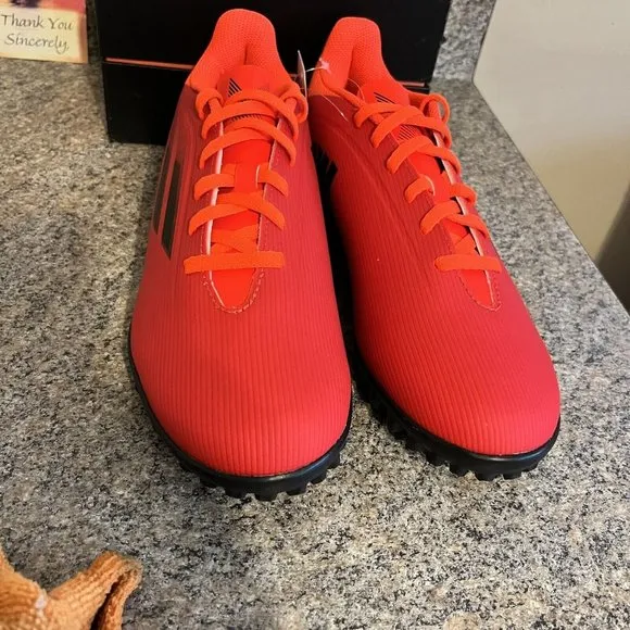 Adidas X Speedflow.4 Turf Soccer Shoes Black Solar Red FY3336 Men Sz 8 / Women 9